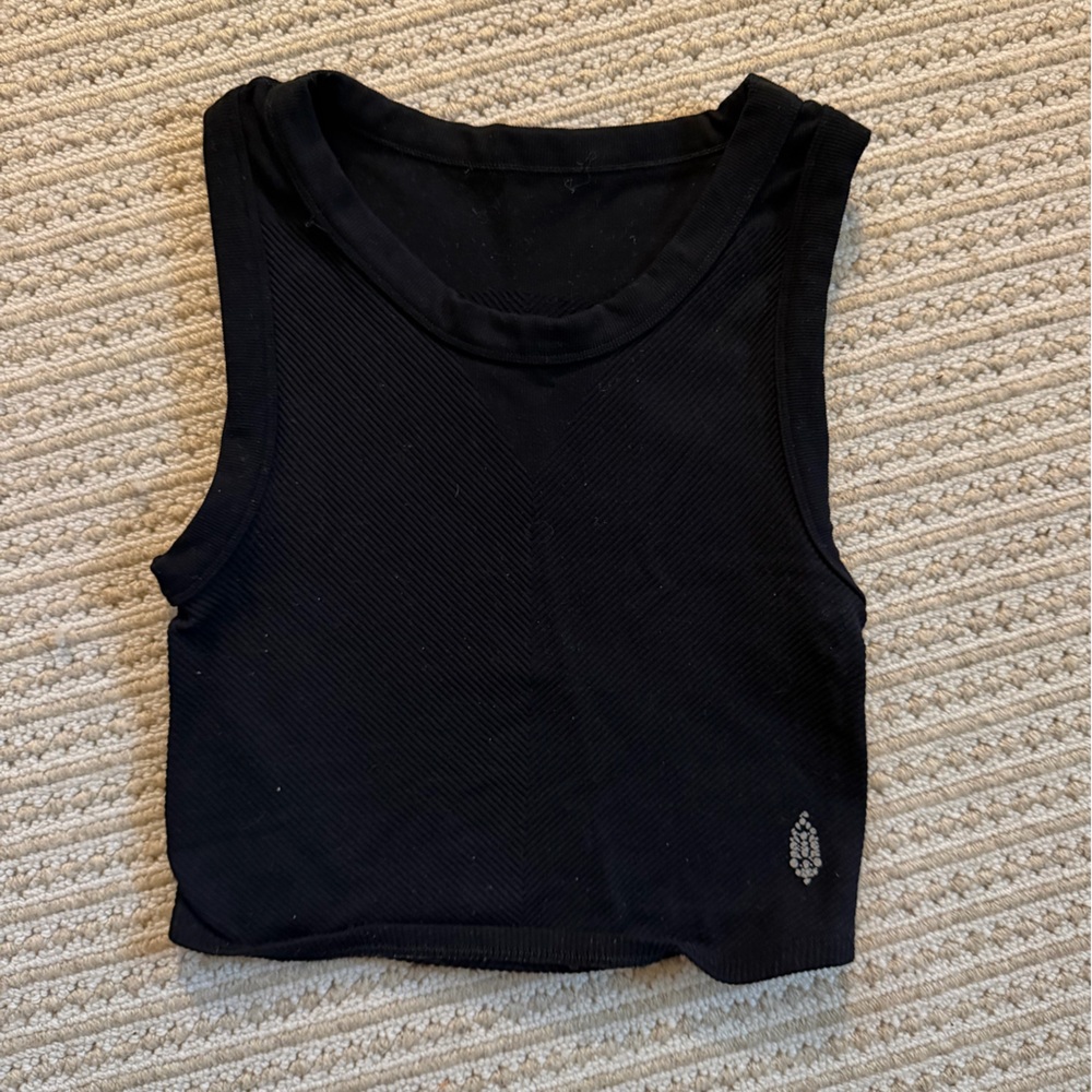 FP Movement by Free People Black Tank Top ribbed, Size small